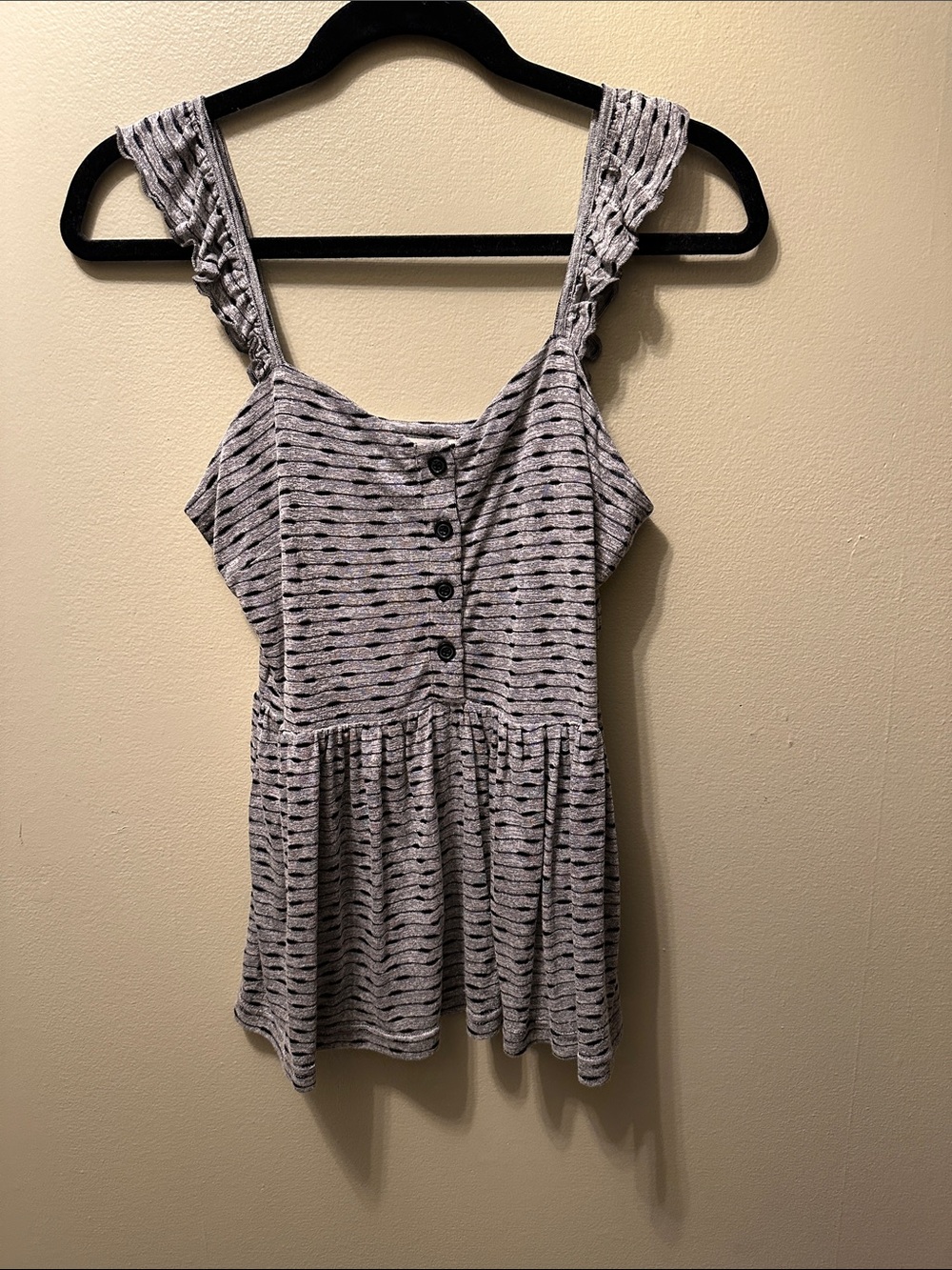 Harper Gray and Black Striped Button-Front Camisole
